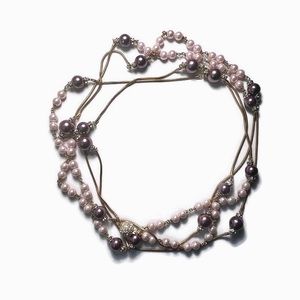 Faux pearl layering necklace with crystal accents